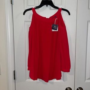 NWT Kaari Blue Coral Sun cold shoulder top size Med.